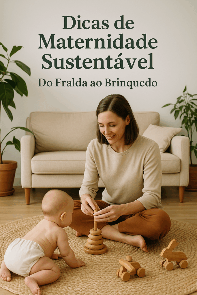 maternidade sustentável,mãe brincando com o bebê com brinquedos feitos de material sustentavél.